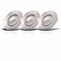 B.K.Licht lot de 3 spots à encastrer IP23 ultraplats 24mm, orientables, Ø90mm, nickel mat, éclairage plafond encastrable, pla ...