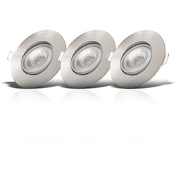 Lot de 3 spots à encastrer IP23 ultraplats 24mm, orientables, Ø90mm, nickel mat, éclairage plafond encastrable, platines led 4,9W, 480Lm, blanc chaud