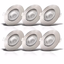 B.K.Licht lot de 6 spots à encastrer IP23 ultraplats 24mm, orientables, Ø90mm, nickel mat, éclairage plafond encastrable, pla ...