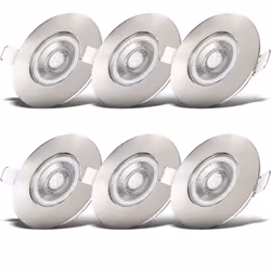 Description générale Lot de 6 spots LED encastrables ultra-plats spécialement conçus pour les salles de bain. Grâce à leur in ...