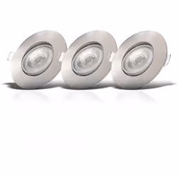 B.K.Licht lot de 3 spots à encastrer IP23 ultraplats 24mm, orientables et dimmables, Ø90mm, nickel mat, éclairage plafond enc ...