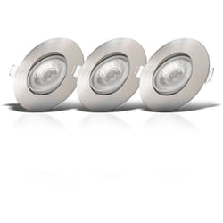 Lot de 3 spots à encastrer IP23 ultraplats 24mm, orientables et dimmables, Ø90mm, nickel mat, éclairage plafond encastrable, platines led 4,9W,