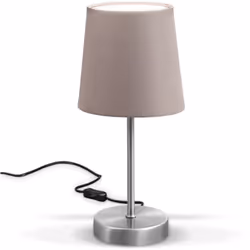 B.K.Licht LED lampe de table I lampe en tissu taupe, nickel mat I E14 I lampe de table I lampe de chevet avec interrupteur I ...