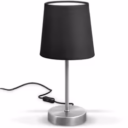 B.K.Licht LED lampe de table I lampe en tissu noir, nickel mat I E14 I lampe de table I lampe de chevet avec interrupteur I I ...