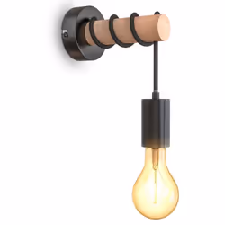 Description générale Cette applique murale au design rétro industriel, alliant bois et métal noir, est idéale pour apporter u ...
