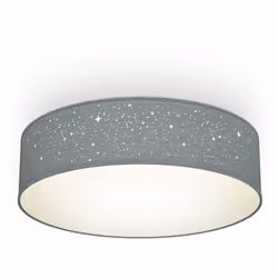 Description générale Le plafonnier en tissu gris B.K.Licht, avec son décor étoilé, apporte une ambiance chaleureuse et modern ...