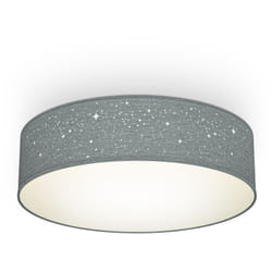 B.K.Licht plafonnier tissu gris avec décor étoile, éclairage plafond chambre, salon, salle à manger, 2 douilles E27 pour ampoules de 40W max, Ø38cm