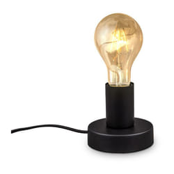 B.k.licht - Lampe à poser rétro lampe de lecture métal noir mat douille E27 câble avec interrupteur lampe de chevet vintage Ø10cm