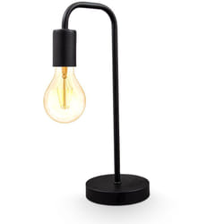 B.k.licht - b.k. Licht lampe de table rétro métal noir mat forme courbée douille E27 câble avec interrupteur lampe de chevet vintage pour salon
