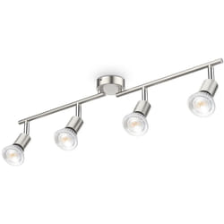 B.k.licht - plafonnier 4 spots orientables 4x5W GU10 barre spots plafond pour salon salle à manger cuisine couloir lumière blanche neutre 4000K