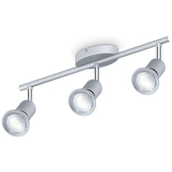 B.k.licht - plafonnier 3 spots orientables 3x5W GU10 barre spots plafond salon salle à manger cuisine couloir lumière blanche neutre 4000K titane