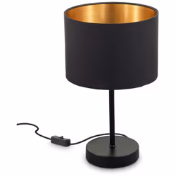 Description générale La lampe de table B.K.Licht allie élégance et fonctionnalité. Avec son abat-jour en tissu noir à l'extér ...