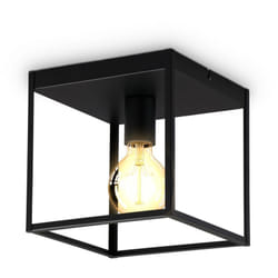 B.K.Licht plafonnier cage métal noir, pour ampoule E27 de max 60W, ampoule non incluse, éclairage plafond vintage entrée, couloir, chambres IP20