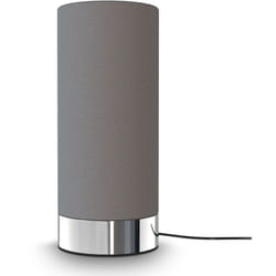 B.k.licht - Lampe de table en tissu gris i fonction tactile i 3 fois gradable i E14 i socle chromé i sans ampoule