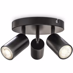 Description générale Le plafonnier B.K.Licht est un luminaire moderne à 3 spots en métal noir mat, idéal pour éclairer votre  ...