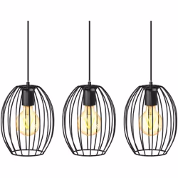 B.K.Licht I suspension 3 paniers métalliques I douilles E27 I 700x175x1120 mm I sans ampoules I noir Lampe à suspension avec  ...