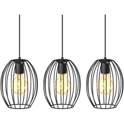 B.k.licht - i suspension 3 paniers métalliques i douilles E27 i 700x175x1120 mm i sans ampoules i noir
