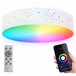 Contrôle : le luminaire LED connecté en tissu peut être contrôlé par smartphone à l'aide de l'application Tuya et par télécom ...