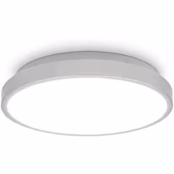 Plafonnier LED pour salle de bain avec cadre argenté, avec un indice de protection IP44 assurant la protection contre les écl ...