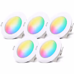 Description générale Le set de 5 lampes encastrées LED RGB+W est idéal pour la salle de bain. Contrôlables par télécommande,  ...