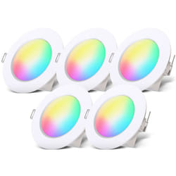 I Set de 5 lampes à encastrer rgbw pour salle de bain led i Spot à encastrer pour salle de bain en couleur i Télécommande i Ø70 mm perçage i Dimmable