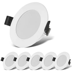 B.k.licht - lot de 6 spots encastrés led 230V salle de bain protection éclaboussures IP44 lumière blanche neutre spots de plafond plats 85x25mm blanc