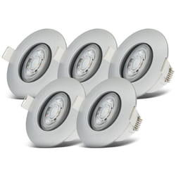 Set de 5 spots led encastrables 230V, spot led orientable pour salle de bain IP65, spots de plafond à gradation continue, spots led, spots de