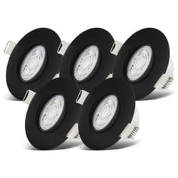 B.k.licht - set de 5 spots led encastrables 230V orientables salle de bain IP65 spots de plafond gradation continue lampe 90x42 mm noir