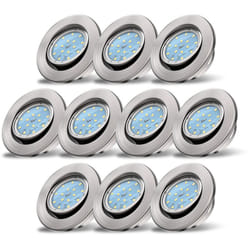 B.k.licht - lot de 10 spots led encastrables 230V orientables ultra-plats lumière blanc chaud taille trou 68mm spots led 86x26 mm nickel mat