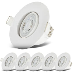 B.k.licht - Spots led encastrables pour salle de bain IP65 - set de 6 - spots encastrables 230V orientables lampe de salle de bain, 90x42mm – blanc