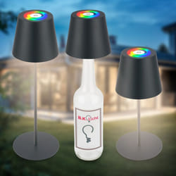 B.K.Licht 3 en 1 Lampe de table LED RGBW sans fil IP44, variateur, tactile, hauteur réglable, protection contre les éclaboussures, anthracite, 36 x
