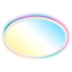 B.k.licht - Plafonnier led plat, rétroéclairage rgbic, télécommande, variateur, plat, blanc, Ø42 x 3 cm