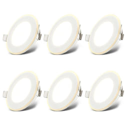 Lot de 6 spots led encastrables 230V,fonction veilleuse, surfaces/anneaux commutables séparément,fonction mémoire,lumière blanche chaude,blanc,9,3x3cm
