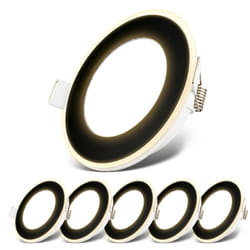 Lot de 6 spots led encastrables 230V, fonction veilleuse, surfaces et anneaux commutables séparément, fonction mémoire, lumière blanche chaude, noir,