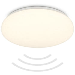 B.k.licht - Plafonnier led avec détecteur de mouvement IP54, détecteur de mouvement, lumière indirecte, protection contre les éclaboussures et la