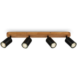 B.k.licht - Lampe de plafond, orientable, on/off via interrupteur mural, métal-bois, 55 x 6 x 8,5 cm