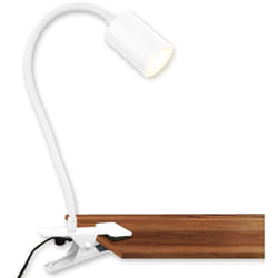 B.k.licht - Lampe de bureau, orientable, à pince, à fiche, lumière blanche chaude, blanc, 40 x 10 x 6,5 cm