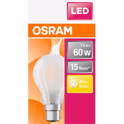 enquête Osram LED Star Classic A, culot : B22d, non réglable, blanc chaud, remplace une ampoule classique de 60 watts, mat, l ...