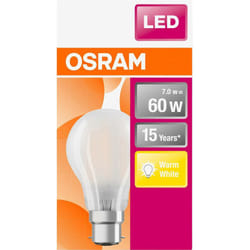 4058075114913 led cee e (a - g) B22d forme de poire 6.5 w = 60 w blanc chaud (ø x l) 60.0 mm x 104.0 mm 1 pc(s) A783892 - Osram