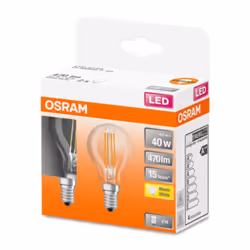 OSRAM - Boite de 2 LED sphérique verre clair 4W E14 470lm 2700K chaud