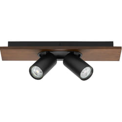 Decor spot mercury 2 x 3,4W, 460lm, aspect bois, noir, spot, têtes réglables, utilisation polyvalente, spot intérieur, lampes led remplaçables,