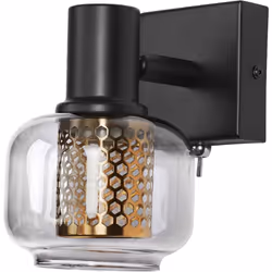 Plafonniers en saillie en grille nid d'abeille dorée et verre fumé avec douille E14. Caractéristiques du produit : Matériau d ...