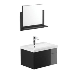 Ensemble complet de meubles de salle de bain HOME DELUXE WANGEROOGE M - Noir Made in Germany