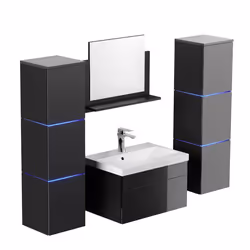 Ensemble complet de meubles de salle de bain HOME DELUXE WANGEROOGE XL - Noir Made in Germany