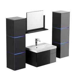 Ensemble complet de meubles de salle de bain HOME DELUXE WANGEROOGE XL - Noir Made in Germany