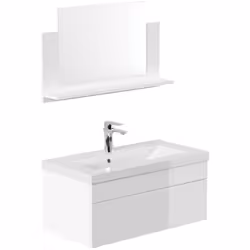 Particularités du produit: Matériau lavabo : céramique Matériau armoire : bois Couleur : blanc brillant Fabriqué en Allemagne ...