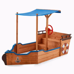 Bac à sable HOME DELUXE MATSCHEKISTE 160 x 78 x 103 cm I jouets pour enfants Bac à sable en bois. Bateau pirate