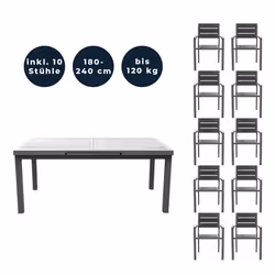 HOME DELUXE Table de jardin CALIDO >Version: Table avec 10 chaises