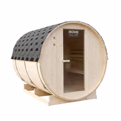 Saunas en tonneau extérieurs HOME DELUXE LAHTI XL poêle de sauna et accessoires de sauna inclus pour 6 personnes