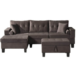 Home Deluxe - Canapé avec Récamière rom - Velours Marron Couleur Marron